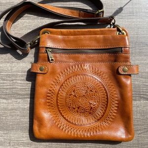 Vintage Patricia Nash Brown Leather Crossbody Bag